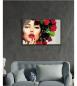 Preview: Frau mit Rosen Art Design rechteckiges spezial Glasbild!